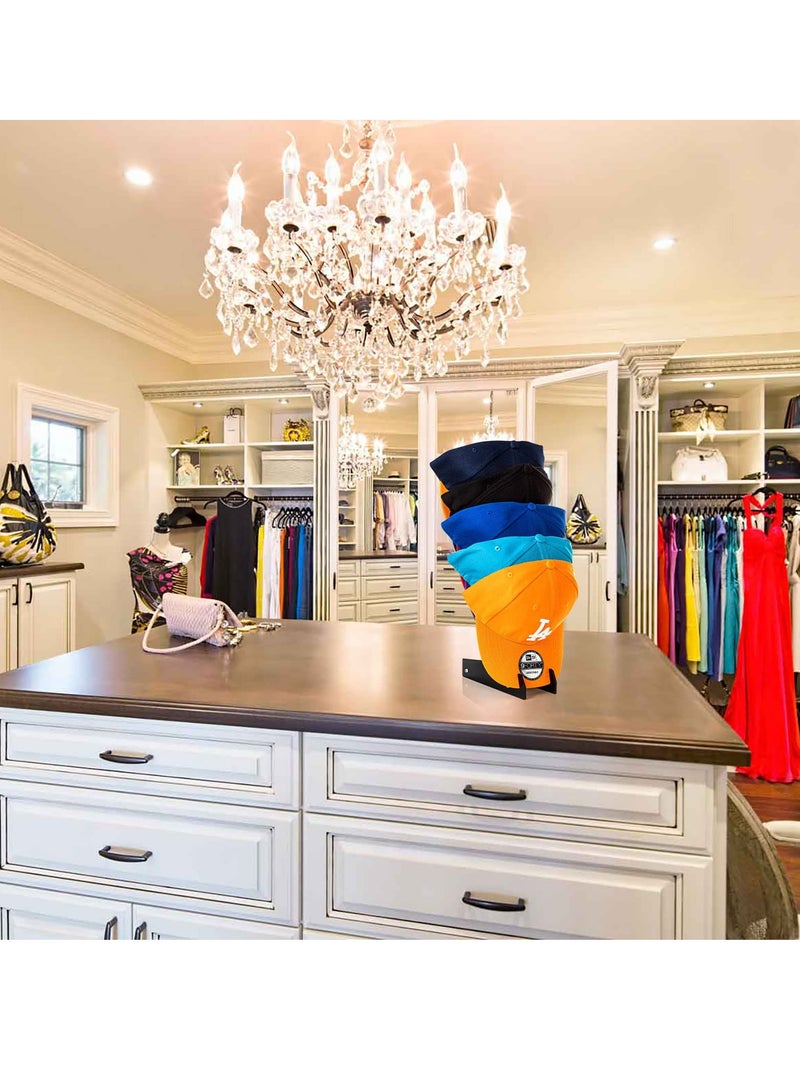 Zikra Hat Racks for Baseball Caps, Cap Holder- Wall Mount or Stand Up - Hold Up to 10 Caps - Hat Display and Storage for Bedroom, Closet, Dresser, Entrance(2PCS, Black) - Image 2