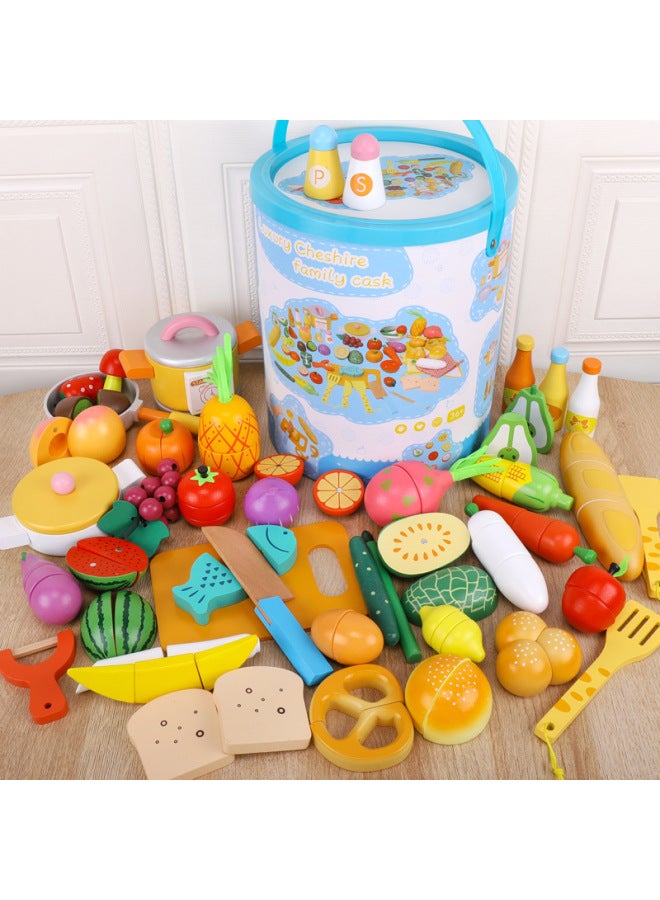 Educational Wooden Magnetic Toys For Children Role Play Simulation Fruit And Vegetable Cutting Games Kitchen Blocks Cognitive Development-Specifications:SSG-Barreled 25 Fruits And Vegetables Boxed Cut (Magnetic) - Image 4
