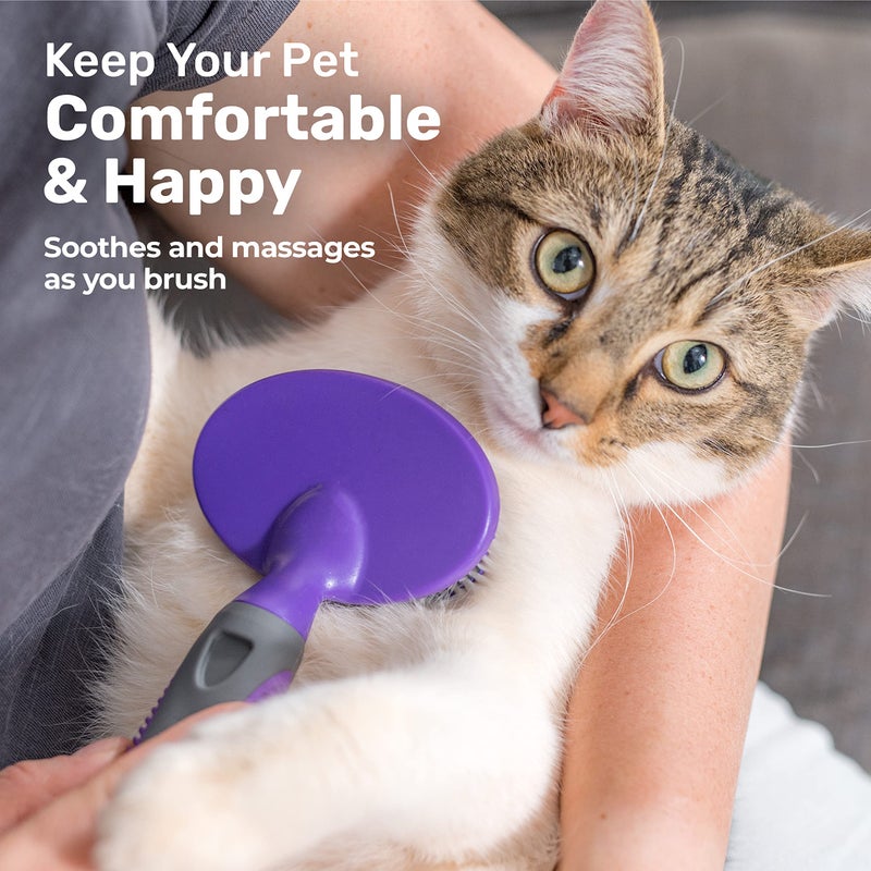 Hertzko Dog Brush - Soft Pin Bristle Pet Brush for Dogs and Cats - Remove Fur, Loose Hair - Comb for Grooming - Dog Brush for Long Haired Dogs and Short Haired Dogs, Cats, Rabbits - Deshedding Tool - Image 5