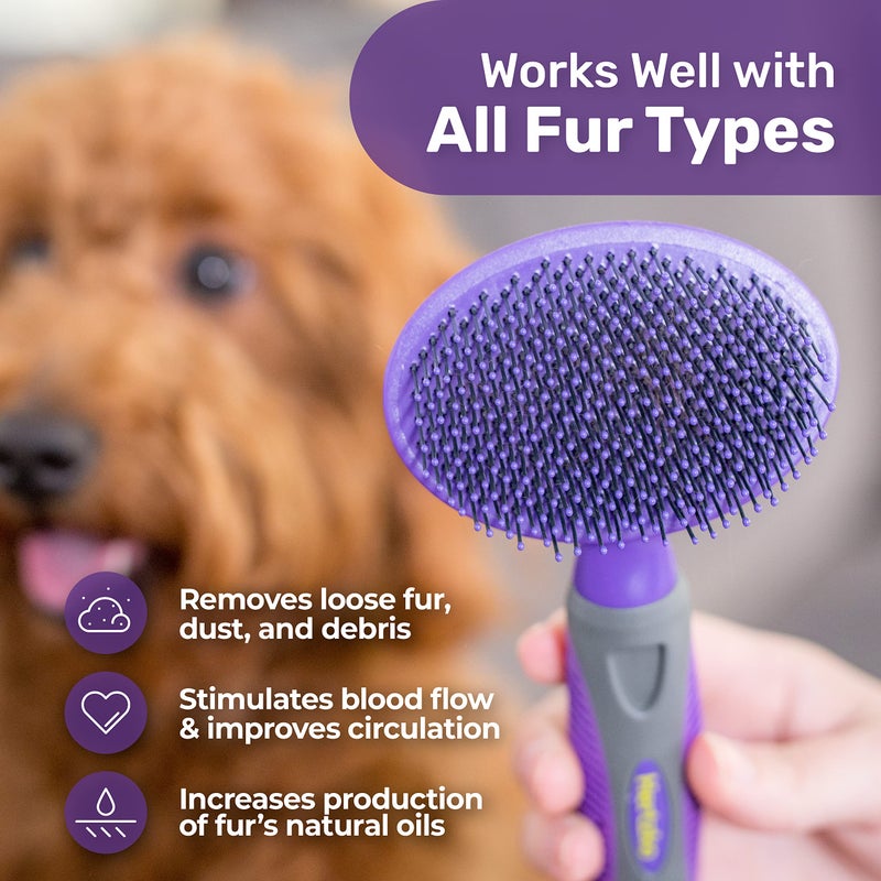 Hertzko Dog Brush - Soft Pin Bristle Pet Brush for Dogs and Cats - Remove Fur, Loose Hair - Comb for Grooming - Dog Brush for Long Haired Dogs and Short Haired Dogs, Cats, Rabbits - Deshedding Tool - Image 3
