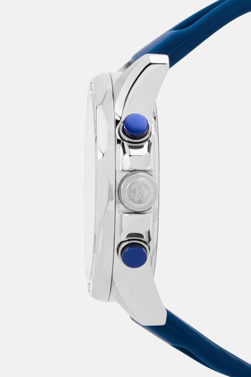 roberto cavalli Men RC5G109P0025 Silicone Analog Watch 42mm, Navy  - Image 5