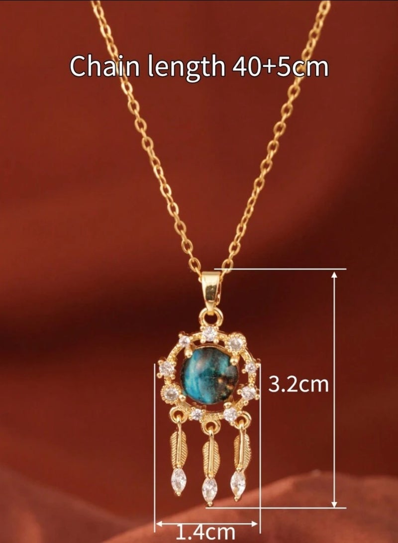 إيكوال سلسال نسائي أنيق مصنوع من الاستانلس ستيل مطلي باللون الذهبي - Image 3