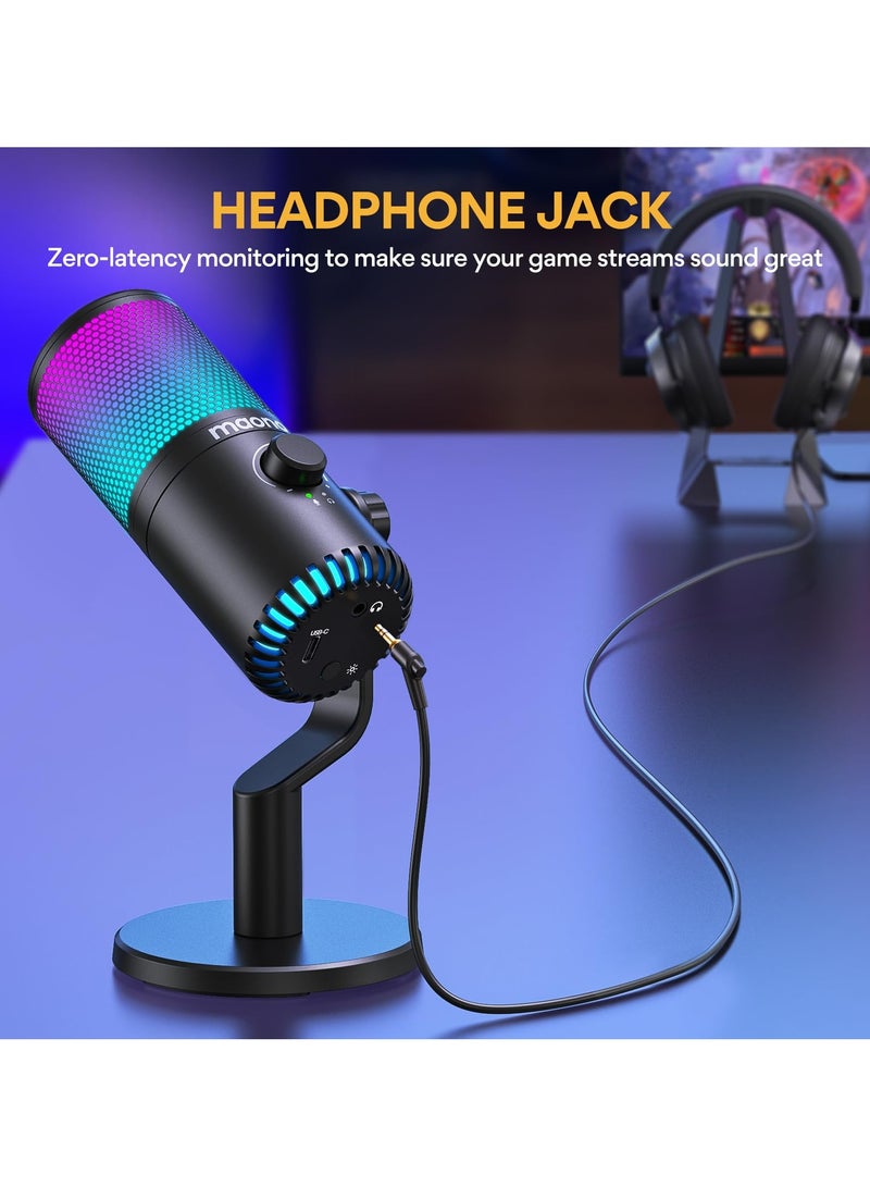 ماونو ميكروفون USB للألعاب مع برنامج، ميكروفون معدني قابل للبرمجة RGB للتسجيل والبث والبودكاست، PS5، PS4، الكمبيوتر الشخصي، الكمبيوتر، DM30 RGB - Image 5