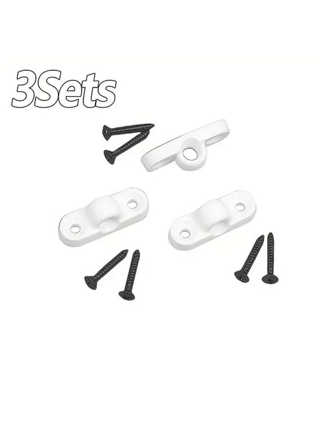3 Sets RV Awning Mounting Pole Brackets With 6 Screws Camping Furniture Hardware - Image 1
