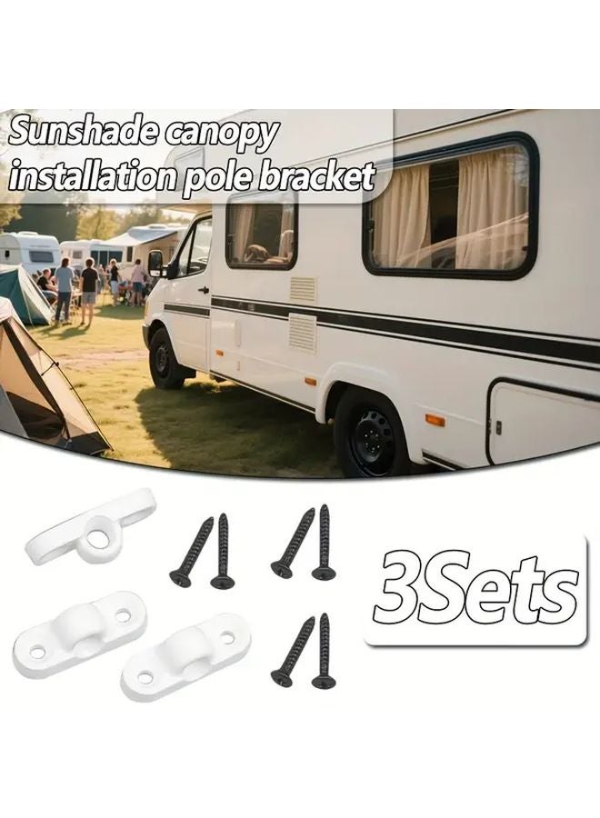 3 Sets RV Awning Mounting Pole Brackets With 6 Screws Camping Furniture Hardware - Image 2