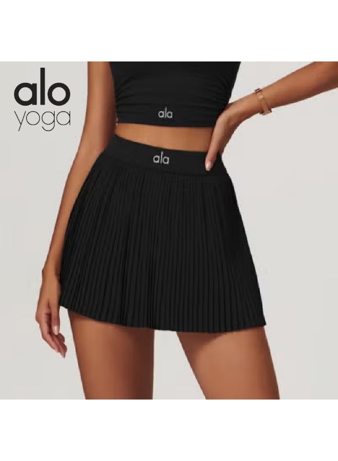 ألو يوغا تنورة تنس من Alo Yoga، تنورة رياضية مطوية، تنورة قصيرة للتمارين والجري في الهواء الطلق، سروال يوجا مطوي - Image 1