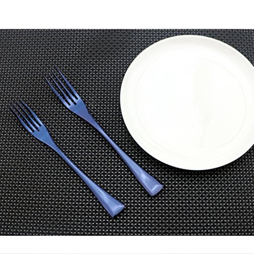 Uniturcky Flatware Set 18/10 Stainless Steel Mirror Polished Blue Cutlery - Silverware Utensil Set of Serrated Steak Knife Dinner Fork Knife Spoon Salad Fork Dessert Spoon,6 Piece Service for 1 - Image 5