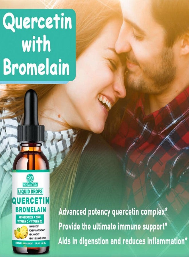 WellVeraVida Quercetin with Bromelain Liquid Drops, 4X Stronger Than Capsules & Pills, 7-in-1 Organic Zinc Quercetin 1000mg with Bromelain 500mg Vitamin C D3 Immune Support for Respiratory Health & Antioxidant - Image 3