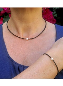 Alwan Jewelry Set of a Bracelet and a Necklace with a Pearl  - Image 5