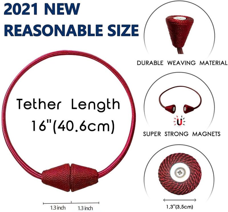 XDerlin Magnetic Curtain Tiebacks D Holdbacks VS Upgraded 16 Inch Decorrative Drapery Tie Backs for Home Office Blackout Sheer Curtains, 2PCS RED - Image 2