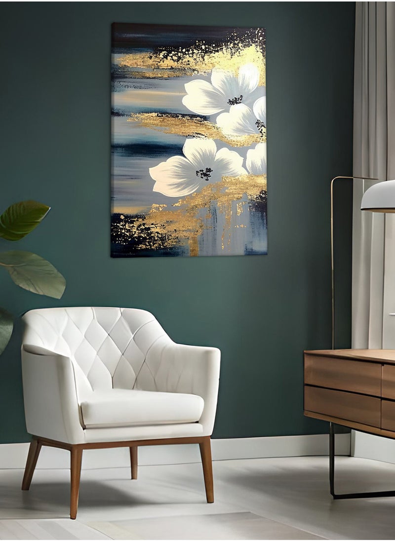 LOWHA Canvas Wall Art Stretched Over Wooden Frame with Flowers Abstract Painting  - Image 3