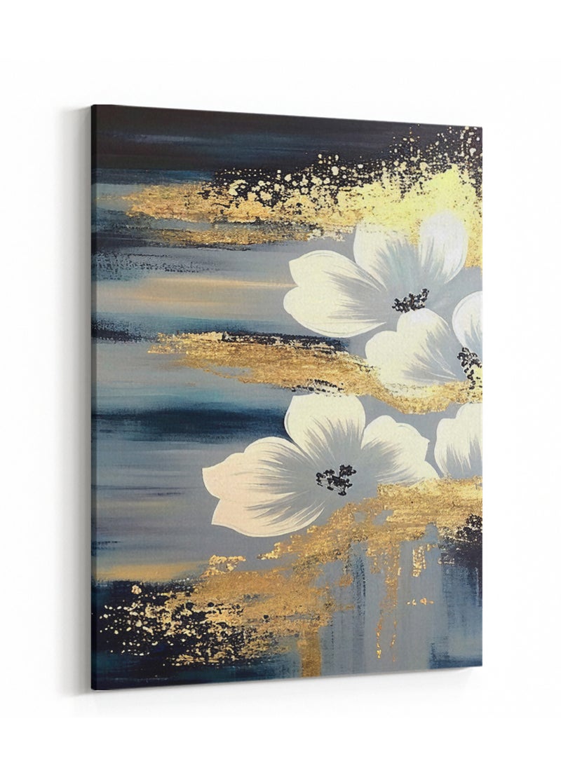 LOWHA Canvas Wall Art Stretched Over Wooden Frame with Flowers Abstract Painting  - Image 4