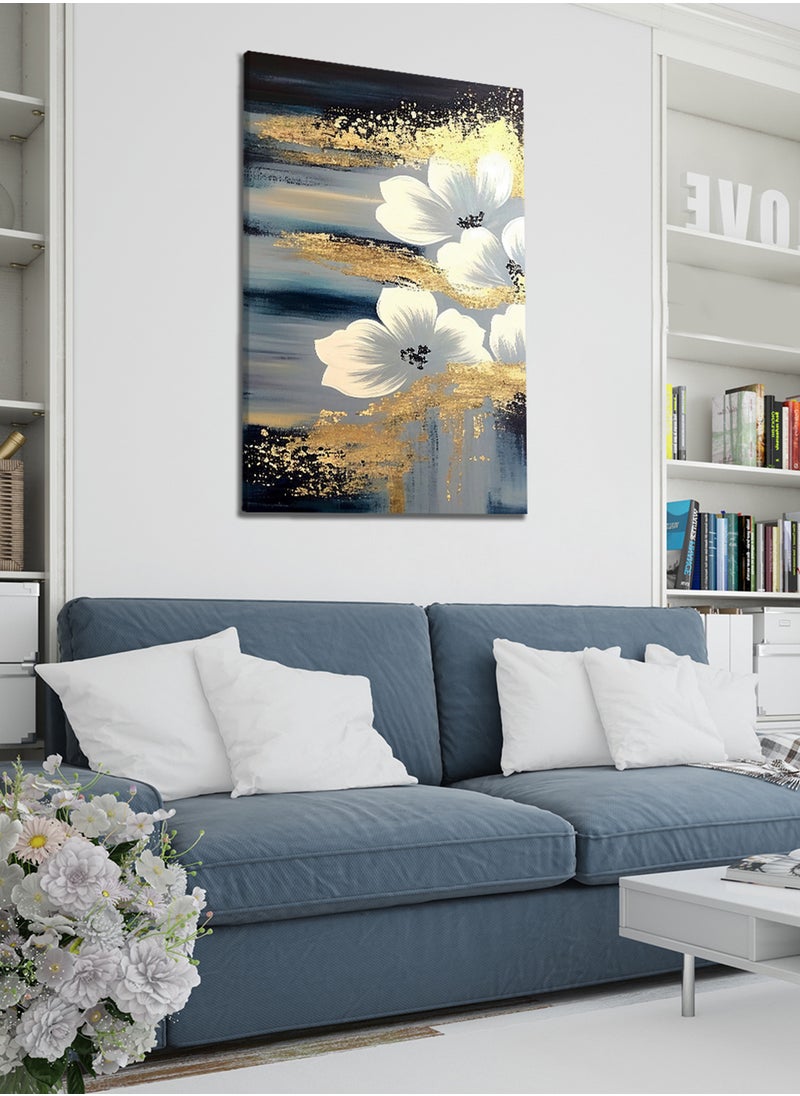 LOWHA Canvas Wall Art Stretched Over Wooden Frame with Flowers Abstract Painting  - Image 2