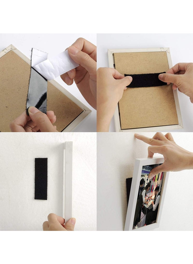 Harse 12piece 1.2x4inch Strong Adhesive Picture Hanging Strips Black Industrial Strength Reclosable Hook and Loop Strips Double Sided Wall Mounting Tape Fasteners for Home Office Use  - Image 4