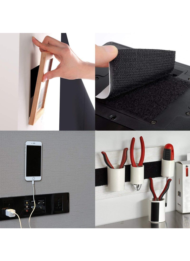 Harse 12piece 1.2x4inch Strong Adhesive Picture Hanging Strips Black Industrial Strength Reclosable Hook and Loop Strips Double Sided Wall Mounting Tape Fasteners for Home Office Use  - Image 5