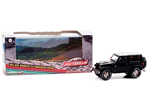 GreenLight 2016 Wrangler Black 75th Anniversary Edition AllTerrain Series 143 Diecast Model Car by Greenlight 86187 - Image 1