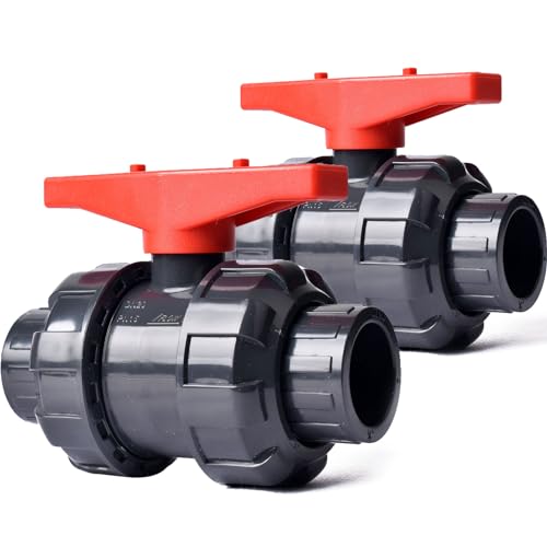 AIPOR Union Ball Valve 1/2" with Full Port (2-Pack), UPVC Full Flow Ball Valve - U.S. ASTM EPDM O-Rings and Reversible PTFE Seats，Rated at 230 PSI, 1/2 inch Socket (1/2") - Image 1