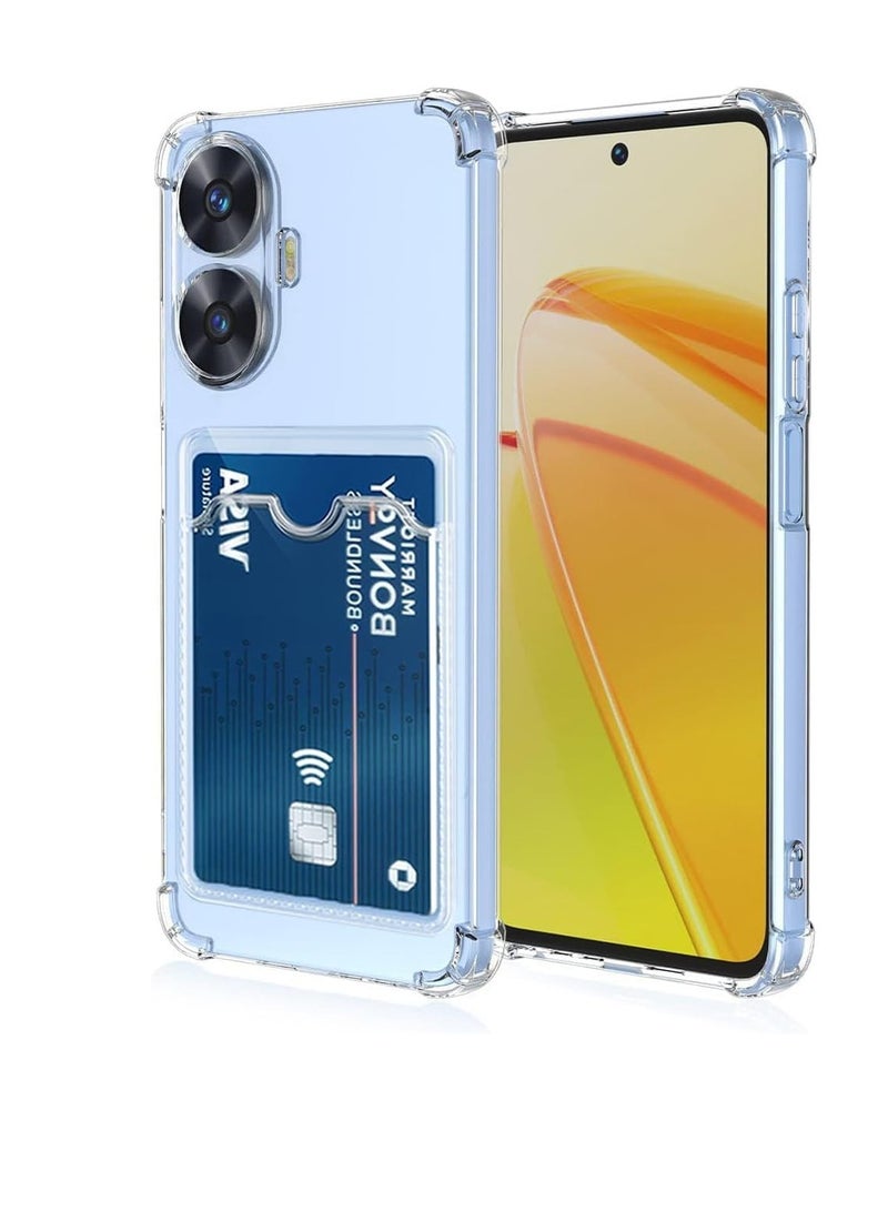 realme c55 Case Cover for realme c55 / Realme C55 Premium Protection Soft Slim Shockproof Wallet Case with Card Holder and Camera Protection  Clear (Realme C55)  - Image 1