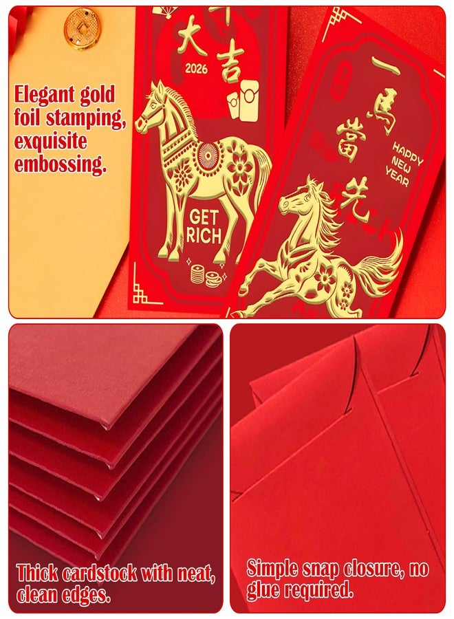 OHOME مغلفات حمراء للعام الصيني الجديد من OHOME - مستلزمات حفلات رأس السنة 2025 | زينة رأس السنة - مغلفات رأس السنة القمرية | هدايا رأس السنة الصينية - هدايا رأس السنة القمرية | مغلف أحمر على شكل ثعبان 2025 - Image 4