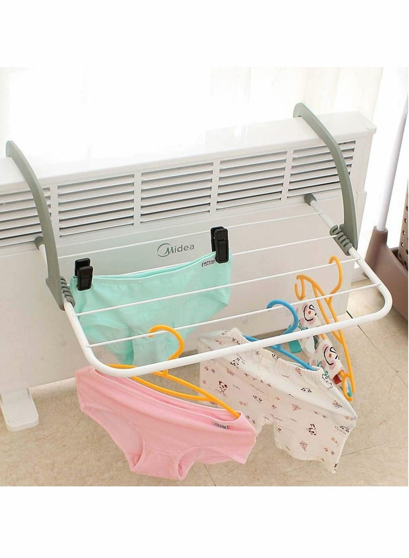 Folding Compact 5 Bar Radiator Drying Rack Rail Holder Indoor Laundry Clothes Towel Dryer Airer with Adjustable Arms Drying Space Clothes Airer Energy Saving and Foldable - Image 4