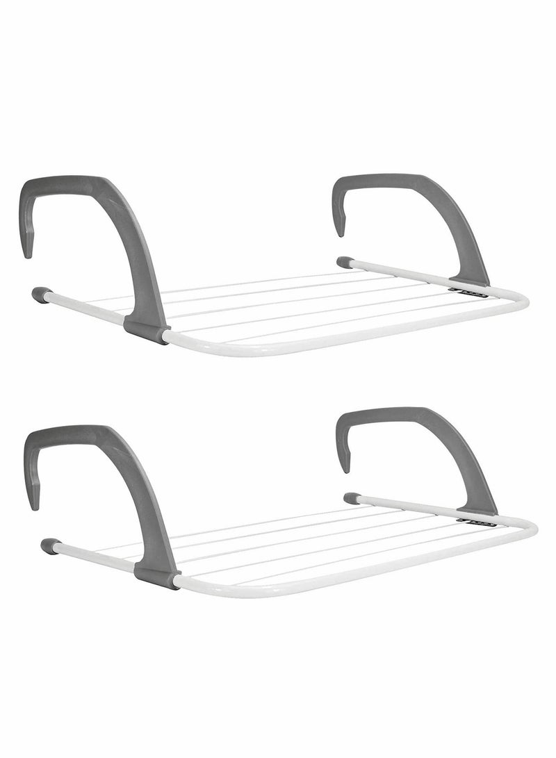 Folding Compact 5 Bar Radiator Drying Rack Rail Holder Indoor Laundry Clothes Towel Dryer Airer with Adjustable Arms Drying Space Clothes Airer Energy Saving and Foldable - Image 1