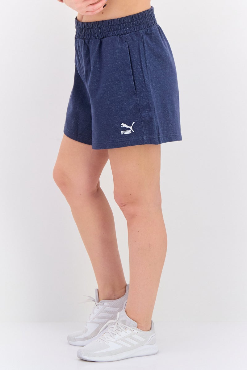 PUMA Women Sportswear Fit Embroidered Logo Training Shorts, Navy Blue - Image 3