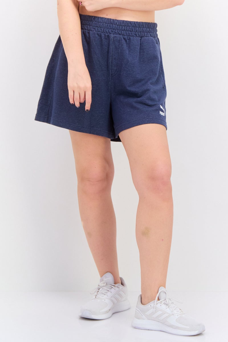 PUMA Women Sportswear Fit Embroidered Logo Training Shorts, Navy Blue - Image 1