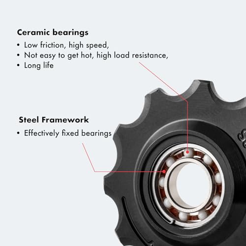 DJC Components DJC 12s Bike Ceramic Bearing Pulley Wheel 2pcs Tension for Rival Force AXS eTap T-Type Di2 11T 12T 13T 14T MTB Road Bike Rear Derailleur for Shimano for Sram(Black 2pcs 12T) - Image 3