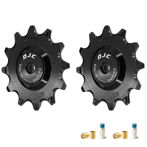 DJC Components DJC 12s Bike Ceramic Bearing Pulley Wheel 2pcs Tension for Rival Force AXS eTap T-Type Di2 11T 12T 13T 14T MTB Road Bike Rear Derailleur for Shimano for Sram(Black 2pcs 12T) - Image 1