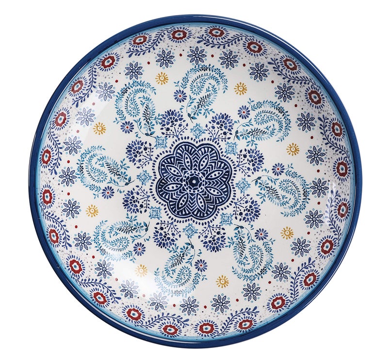 Bico Blue Talavera Pasta Bowls, 35oz Salad Bowl Set of 4, Large Ceramic Serving Dinner Bowls for Soup and Cereal, Microwave and Dishwasher Safe, Gift for Housewarming and Thanksgiving - Image 4