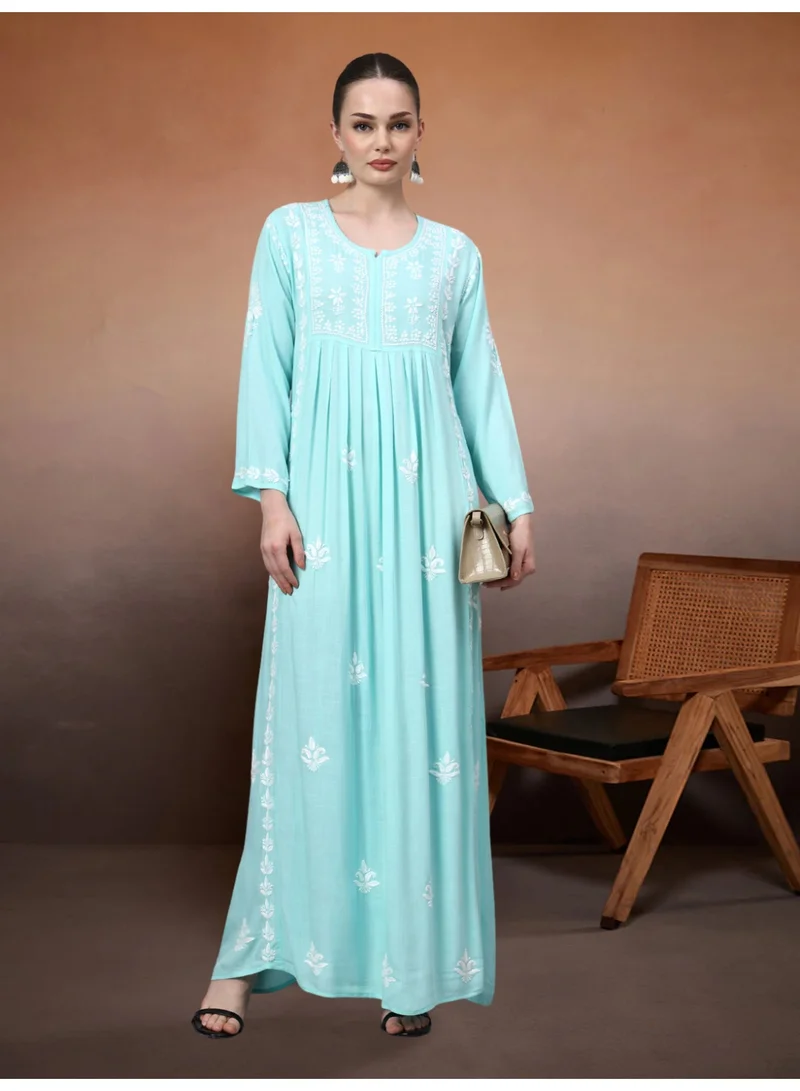 الايا جلابية رايون شيكانكاري مطرزة يدوياً-AL4121
