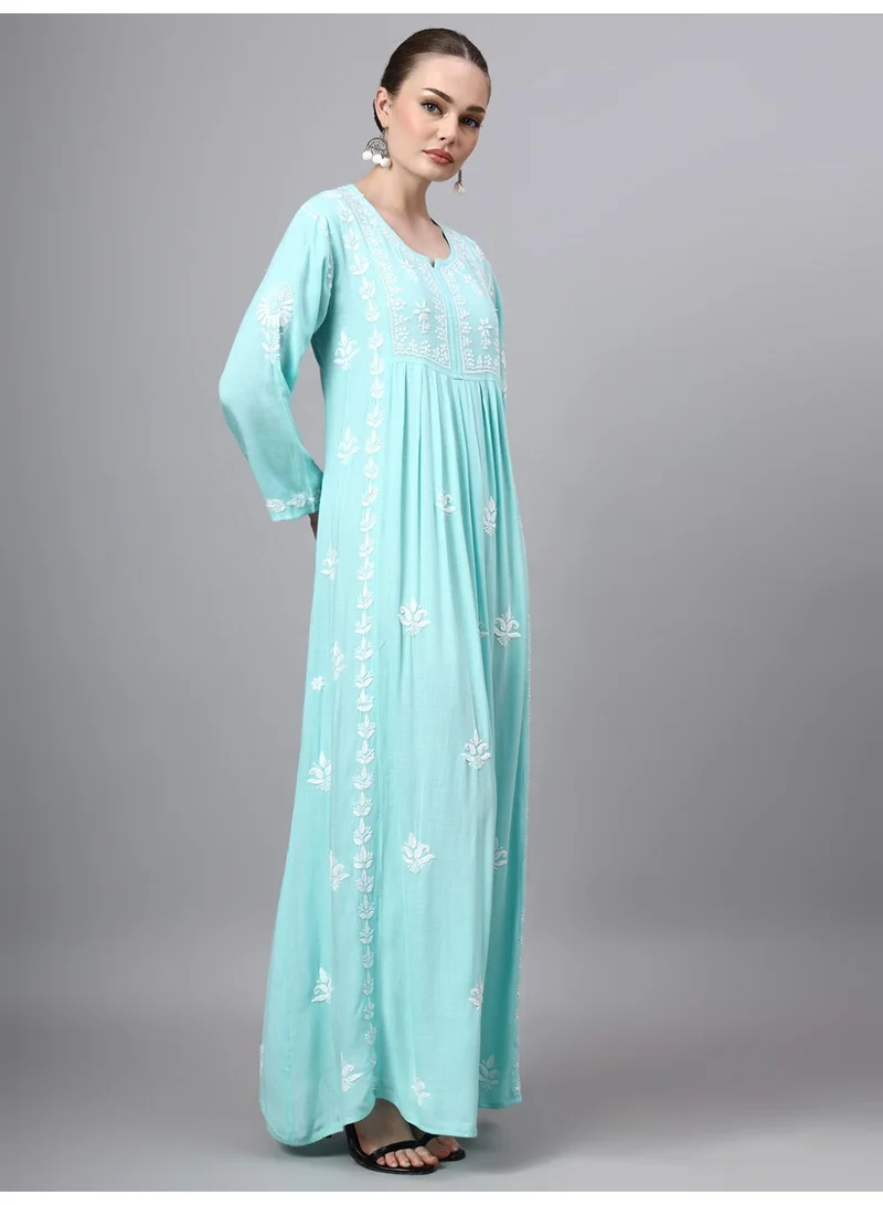 Alaya  Hand Embroidered Chikankari Rayon Jalabiya-AL4121 for Women | Best Price UAE