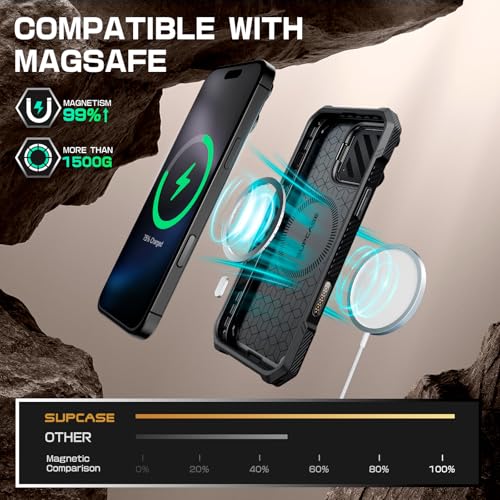 SUPCASE for iPhone 16 Pro Max Case with Camera Control Capture Button (UBMag XT), [Compatible with MagSafe] [Built-in Camera Cover Stand] [Military-Grade Protection] Rugged Magnetic Phone Case, Dark - Image 3