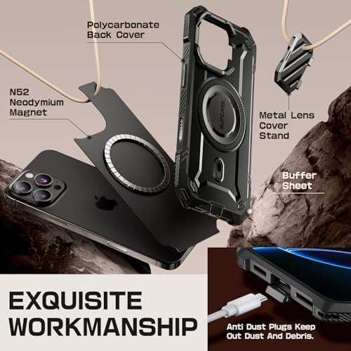 SUPCASE for iPhone 16 Pro Max Case with Camera Control Capture Button (UBMag XT), [Compatible with MagSafe] [Built-in Camera Cover Stand] [Military-Grade Protection] Rugged Magnetic Phone Case, Dark - Image 5