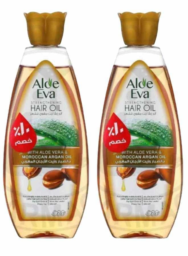 2 Sets of Aloe Eva Strengthening Hair Oil with Aloe Vera and Moroccan Argan Oil 85ml