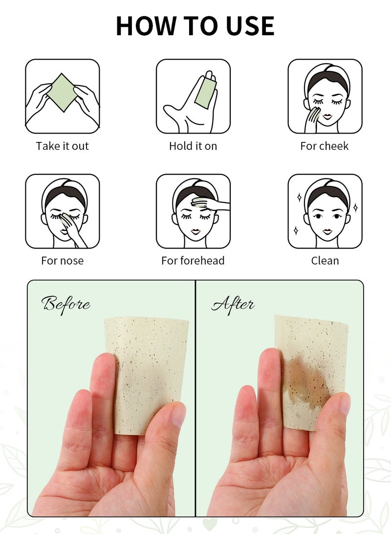 دي يو كير أوراق امتصاص الزيوت للوجه بالشاي الأخضر - ٣ رول، ١٥ متر إجمالاً، ورق ألياف كتان طبيعي للبشرة الدهنية - Image 4