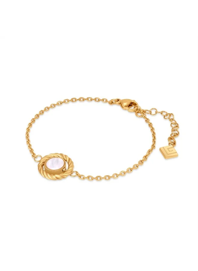 غاي لاروش Ella Gold-Plated Mother of Pearl & Monogram Flip Bracelet for Women