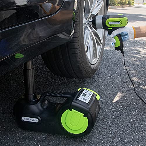 E-HEELP Electric Car Jack Kit 5Ton 12V Hydraulic (Lifting Range: 6.1-20.86 inch) with Impact Wrench & Inflator for Car SUV Sedan MPV with LCD & Tire Pressure Display - Image 5