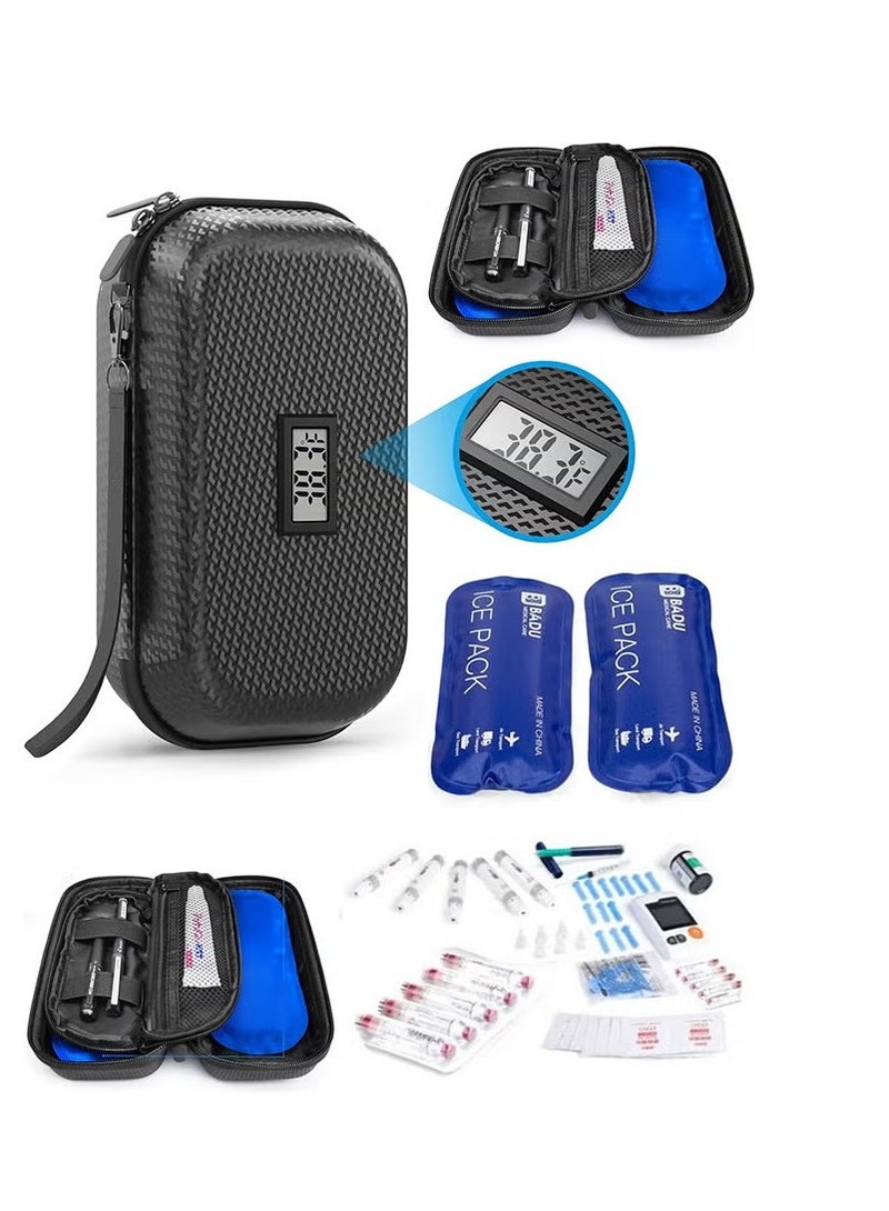 EzyCare حقيبة سفر EzyCare لحفظ الأنسولين مع مقياس حرارة معتمدة من TSA لحفظ الأدوية المبردة للسفر مع عرض درجة الحرارة حقيبة سفر لمرضى السكري مع 2 حزمة ثلج للحياة اليومية - Image 2