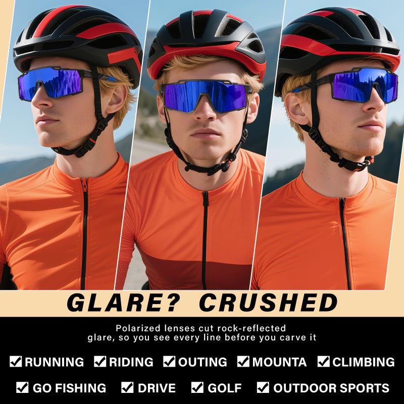 DioKiw 4pcs Polarized Sport Sunglasses Men Cycling Driving Fishing UV Protection Sun Glasses Lightweight Big Frame Mountain Bike Goggles - Image 4