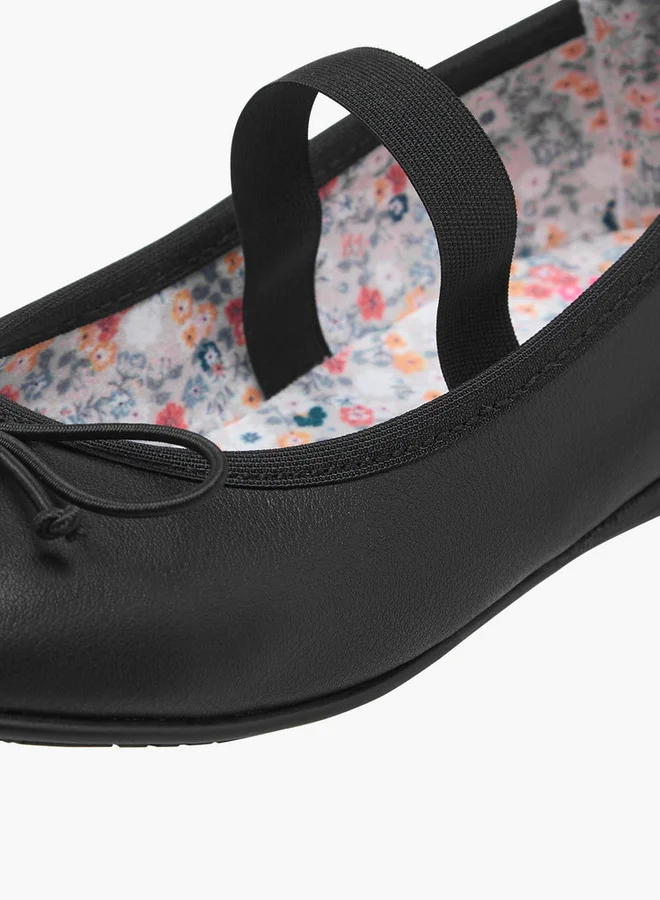 Pablosky Girls' Bow Accent Ballerina School Shoes with Elasticated Strap