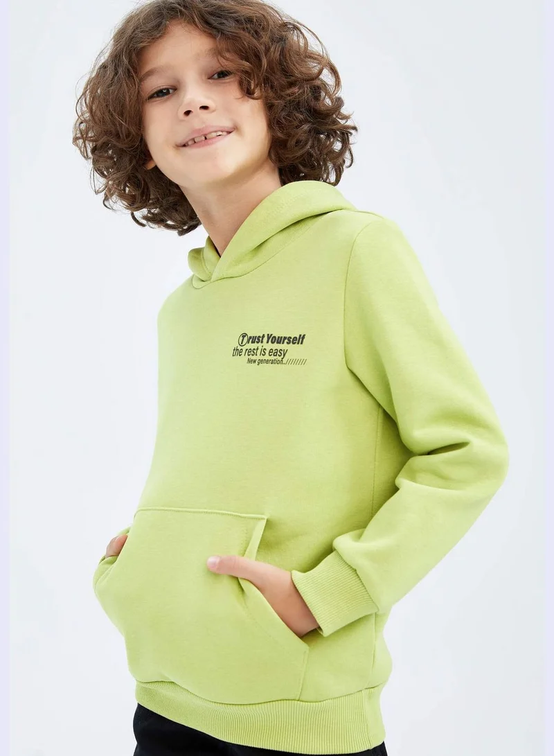 DeFacto Boy Regular Fit Hooded Long Sleeve Knitted Sweatshirt