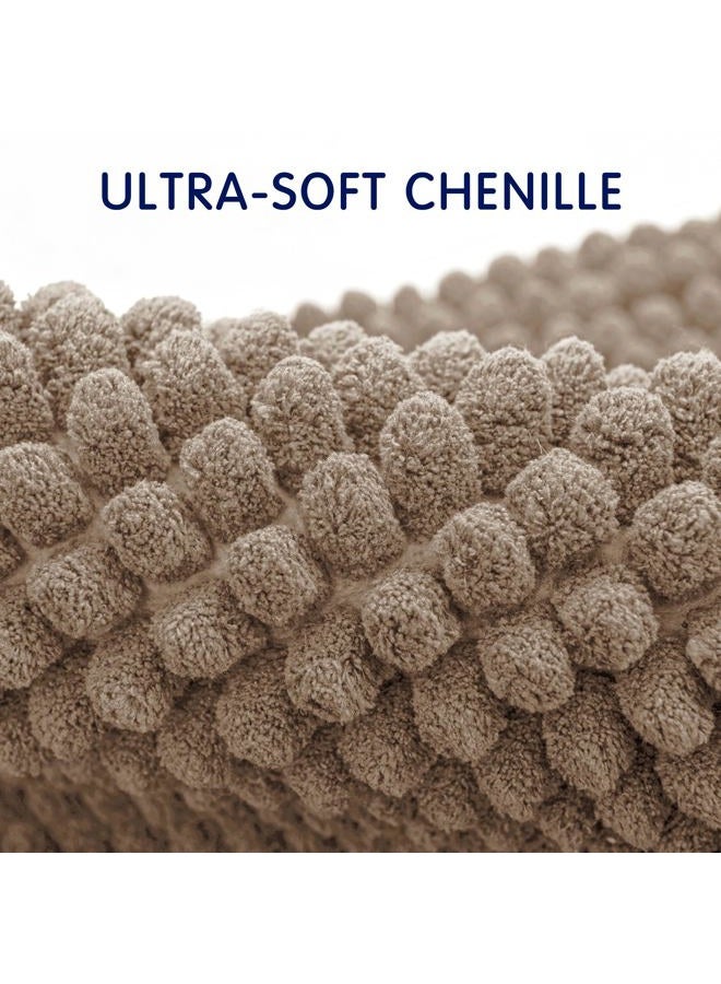 SUBRTEX Bathroom Rugs Chenille Bath Rug Soft Short Plush Bath Mat Soft Shower Mat Water Absorbent Shower Mat Quick Dry Machine Washable(Taupe Brown,20" x 32") - Image 3
