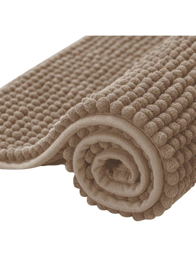 SUBRTEX Bathroom Rugs Chenille Bath Rug Soft Short Plush Bath Mat Soft Shower Mat Water Absorbent Shower Mat Quick Dry Machine Washable(Taupe Brown,20" x 32") - Image 1