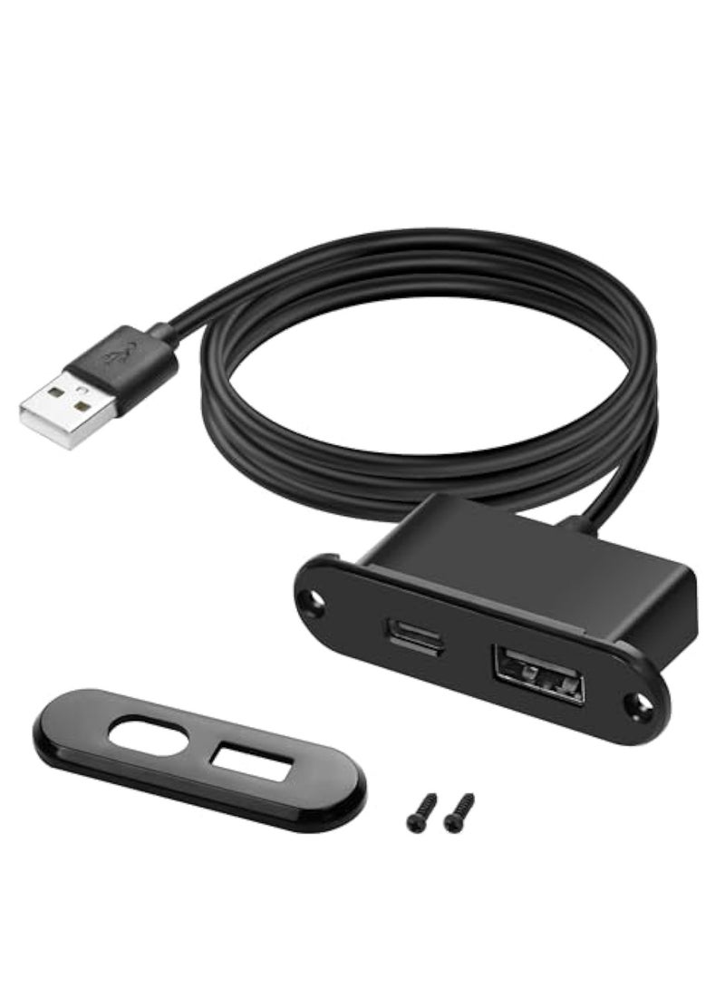 KASTWAVE Desk Power Grommet Outlet, 5V/2A USB/Type-C Embedded Charging Port, Desk Wall Outlet Extender, Phone Desktop Charger Scoket Station, for Sofa Table Bedside Workbench Office Home - 1.2M/3.9FT - Image 1