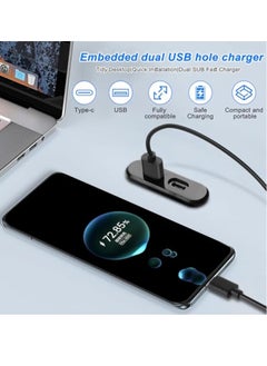 KASTWAVE مخرج كهرباء مكتبي، منفذ شحن مدمج 5 فولت/2 أمبير USB/Type-C، موسع منفذ جدار المكتب، محطة شحن مكتب للهاتف، لطاولة الأريكة أو بجانب السرير أو ورشة العمل أو المكتب في المنزل - 1.2 متر/3.9 قدم  - Image 3