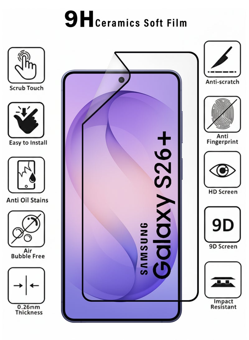 واقي شاشة شفاف ومرن عالي الجودة بتقنية النانو سيراميك، يغطي كامل الشاشة، مصمم خصيصًا لهاتف سامسونج جالاكسي S26 بلس | مقاوم للتجسس، تغطية كاملة من الحافة إلى الحافة، شفافية عالية، ملمس ناعم، سهل التركيب - Image 2
