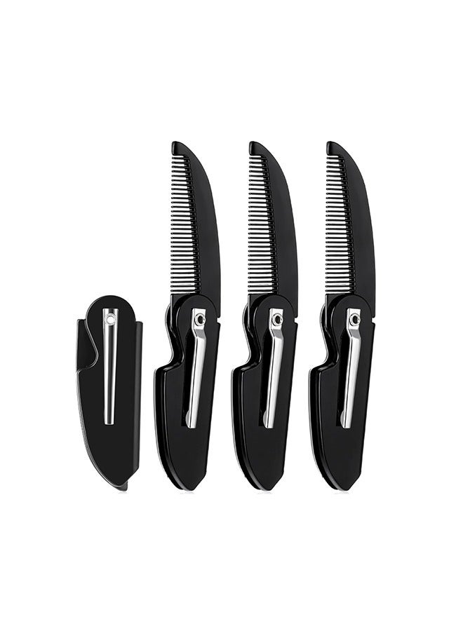 Generic 4pcs Folding Mustache Comb - Mini Portable Beard Grooming for Men - Fine Teeth Plastic Pocket Comb for Hair Care Styling  - Image 1