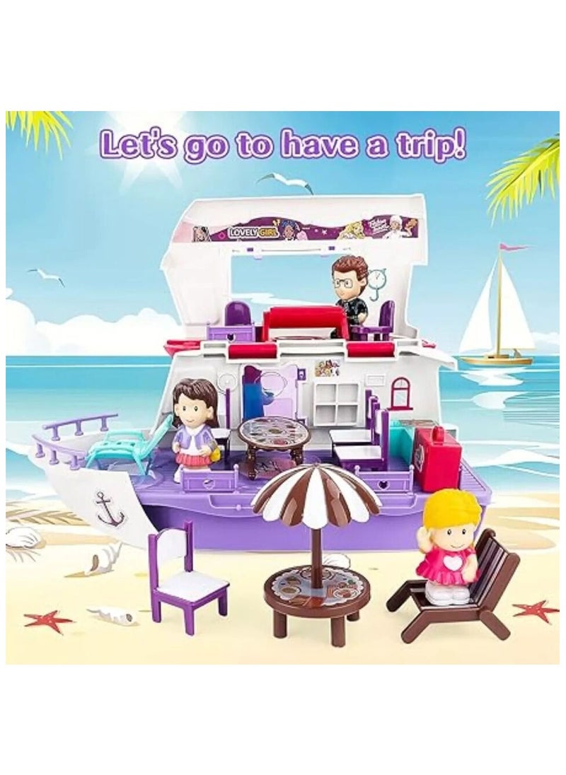 Kaidilong - Fashion Travel Yacht & Helicopter Play Set - Luxury Travel Accessories for Kids | My First Travel Role Play Series - 48x13.5x27cm - Image 1