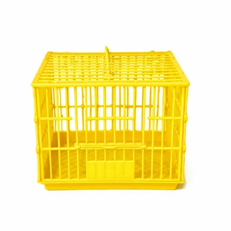 Portable Bird Travel Cage for Small Parrots Budgies Lovebirds turtles Cockatiels Plastic Carrier with Ventilation and Secure Lock Yellow - Image 2